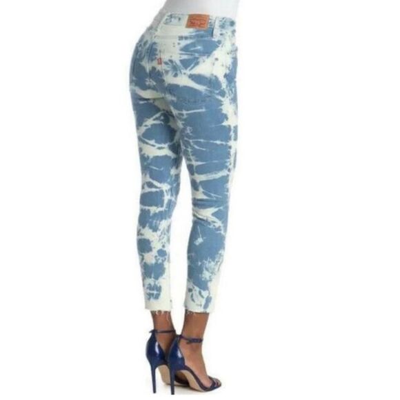 Levi’s - 721 High Rise Skinny Ankle Tie Dye Jeans Raw Hem - Size 27 - Picture 3 of 14